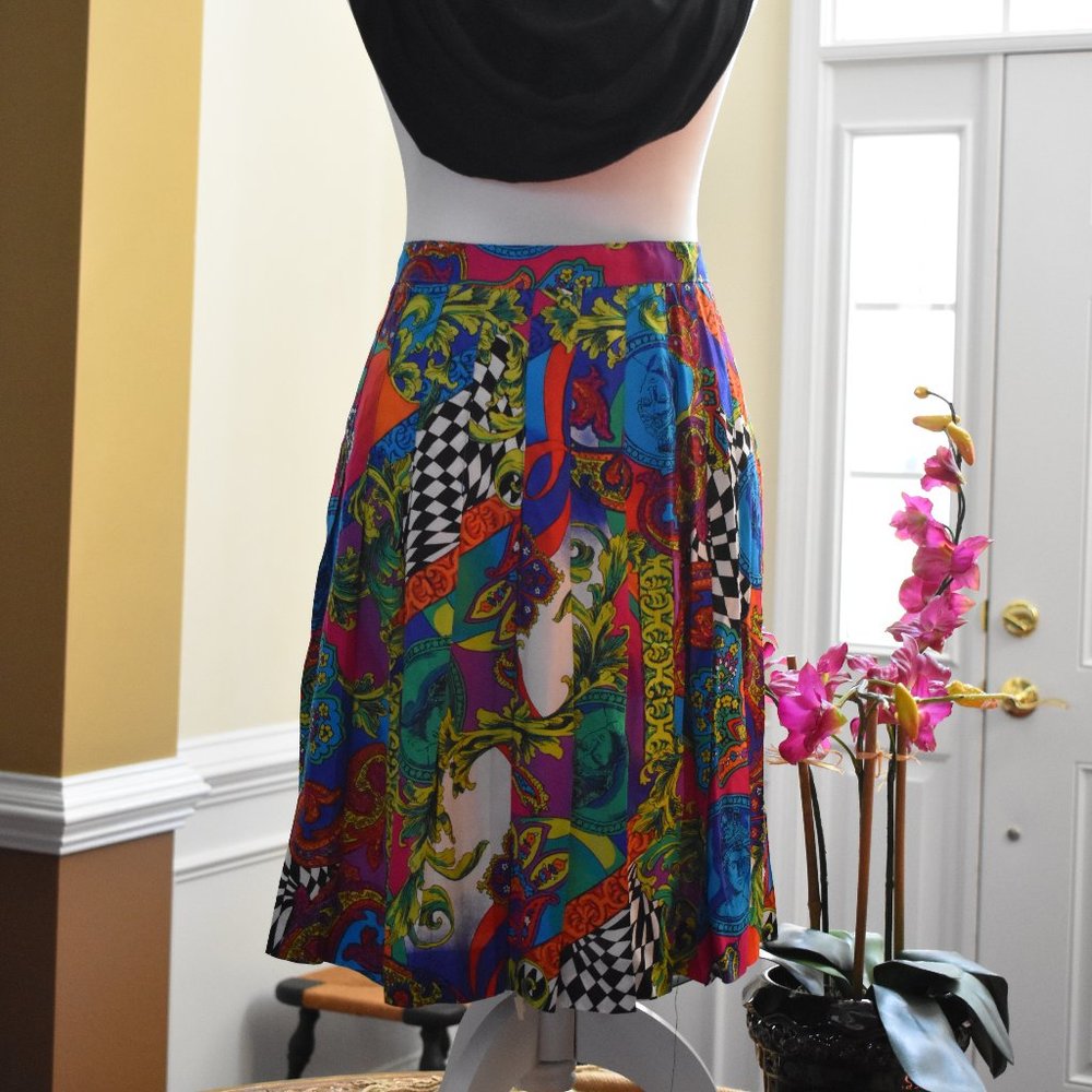 Bright multi-color pleated skirt